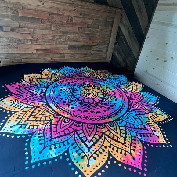 Large Colorful Mandala Tapestry - Picture 2 of 7
